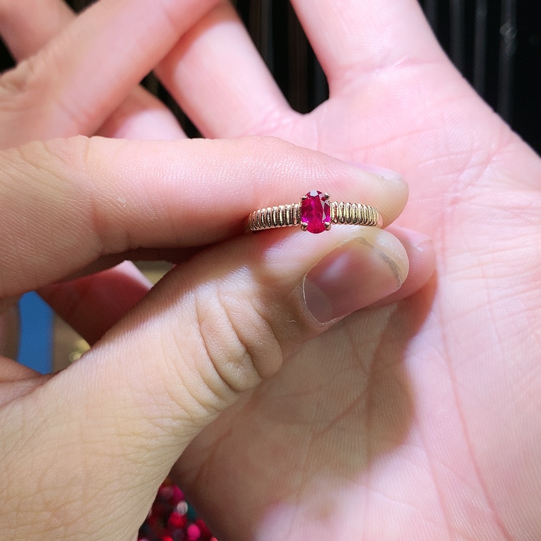 红宝石戒指银S925镶嵌