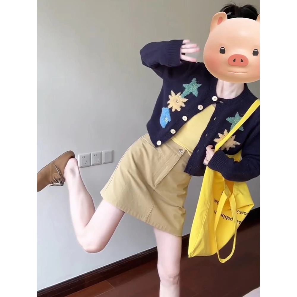 秋季星星提花针织开衫女2025年秋日系复古慵懒减龄软糯毛衣外套