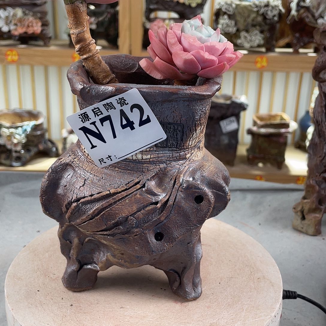 紫砂花盆景德镇陶瓷花盆742