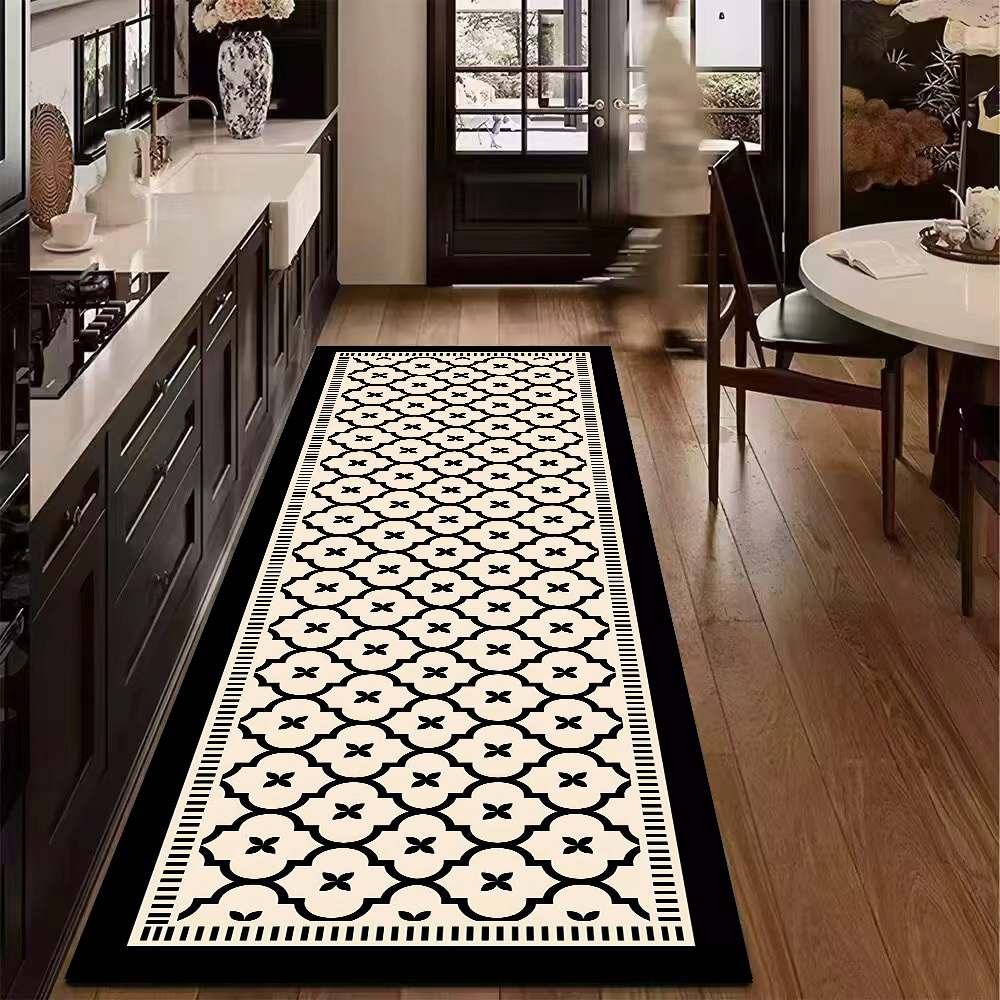 黑色四叶草【60*160】硅藻泥门口入户玄关地毯防水防滑地垫