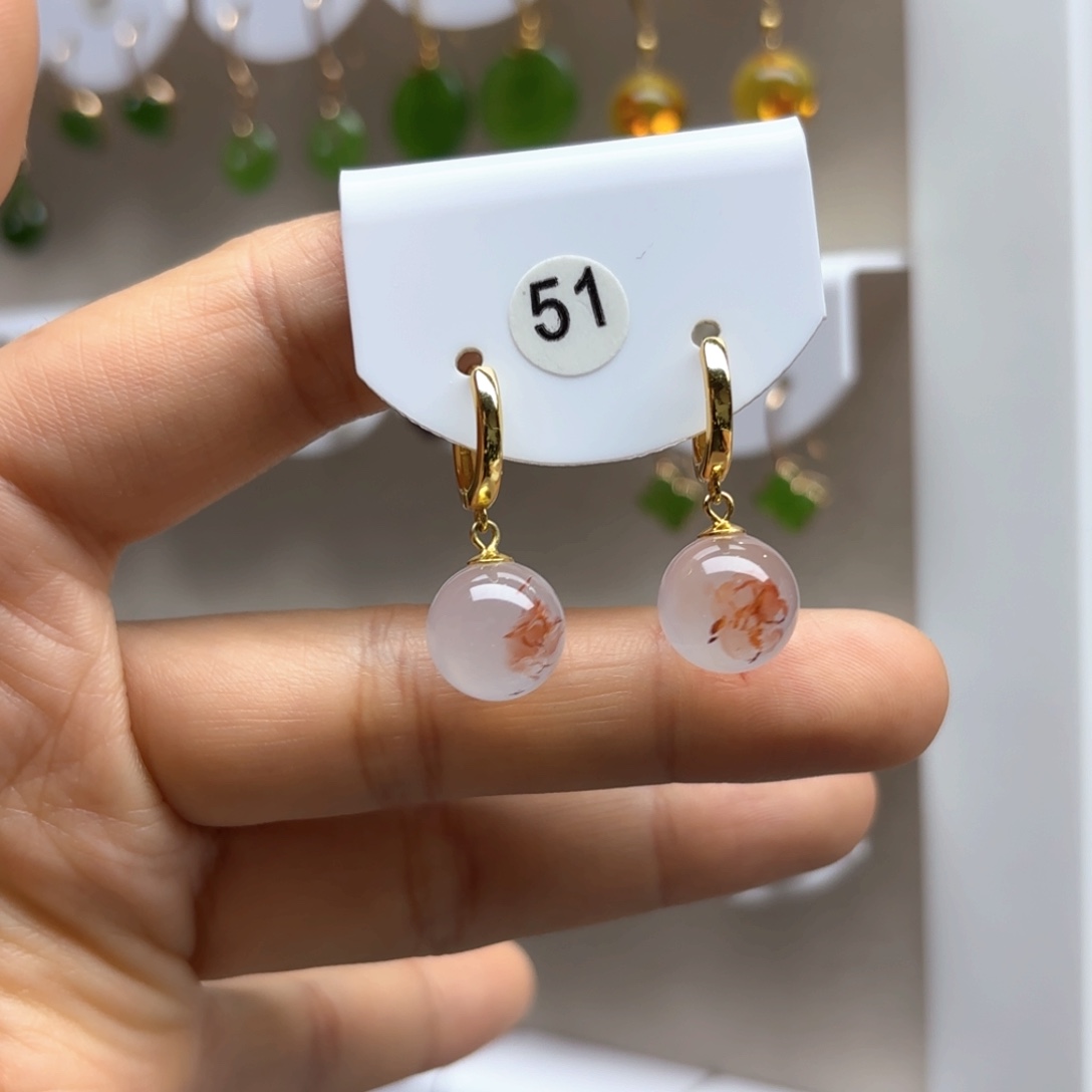 南红玛瑙耳饰银S925镶嵌