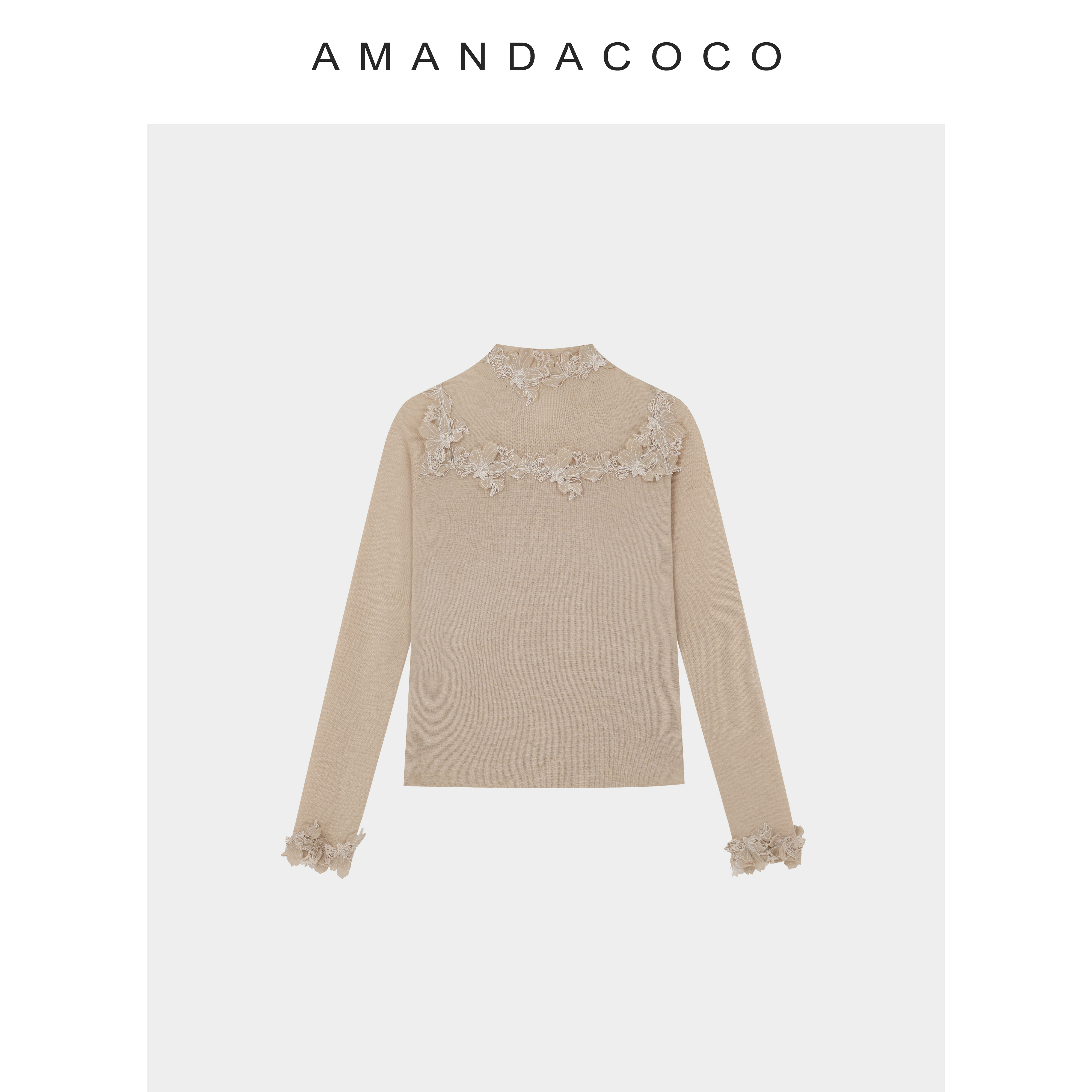 静静 | 浪漫底牌～25秋冬法式蕾丝半高领修身显瘦针织打底衫