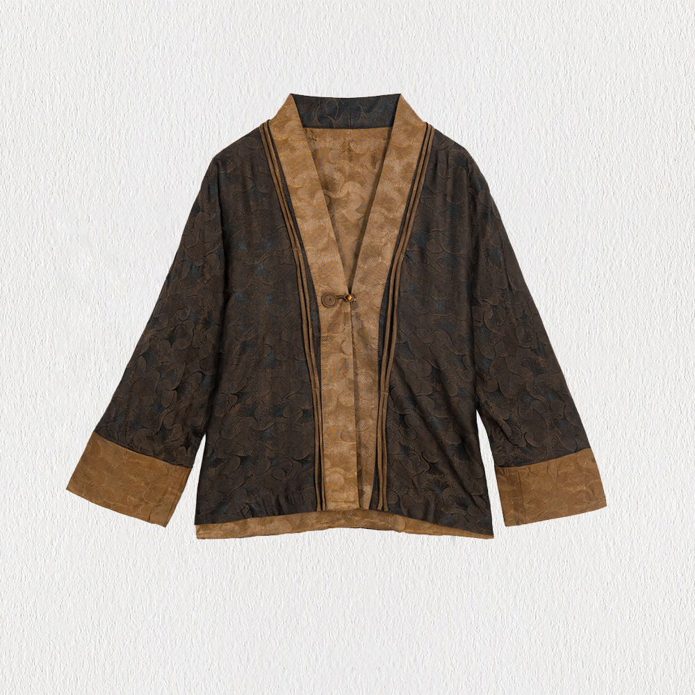 LL 2025新款银杏叶长袖四经角萝时尚国风复古提花外套24zh729-1