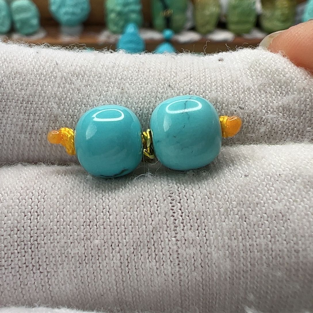 绿松石老型对珠 未镶嵌