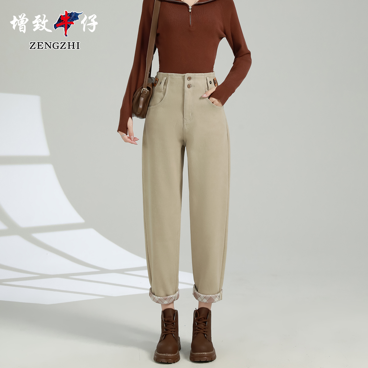 ZENGZHI/增致牛仔WDS9175秋季女装爆款提花百搭显瘦休闲风萝卜裤