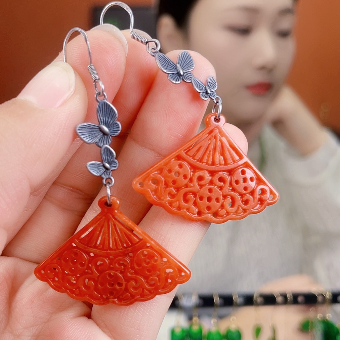 翡翠未镶嵌耳饰饰品