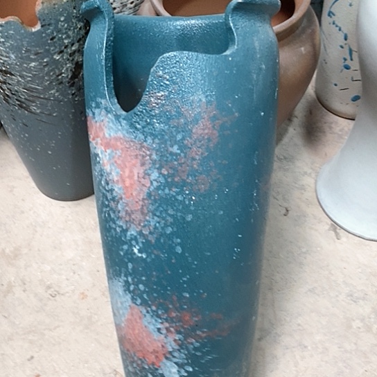 紫砂花盆口20高度45缺口蓝色