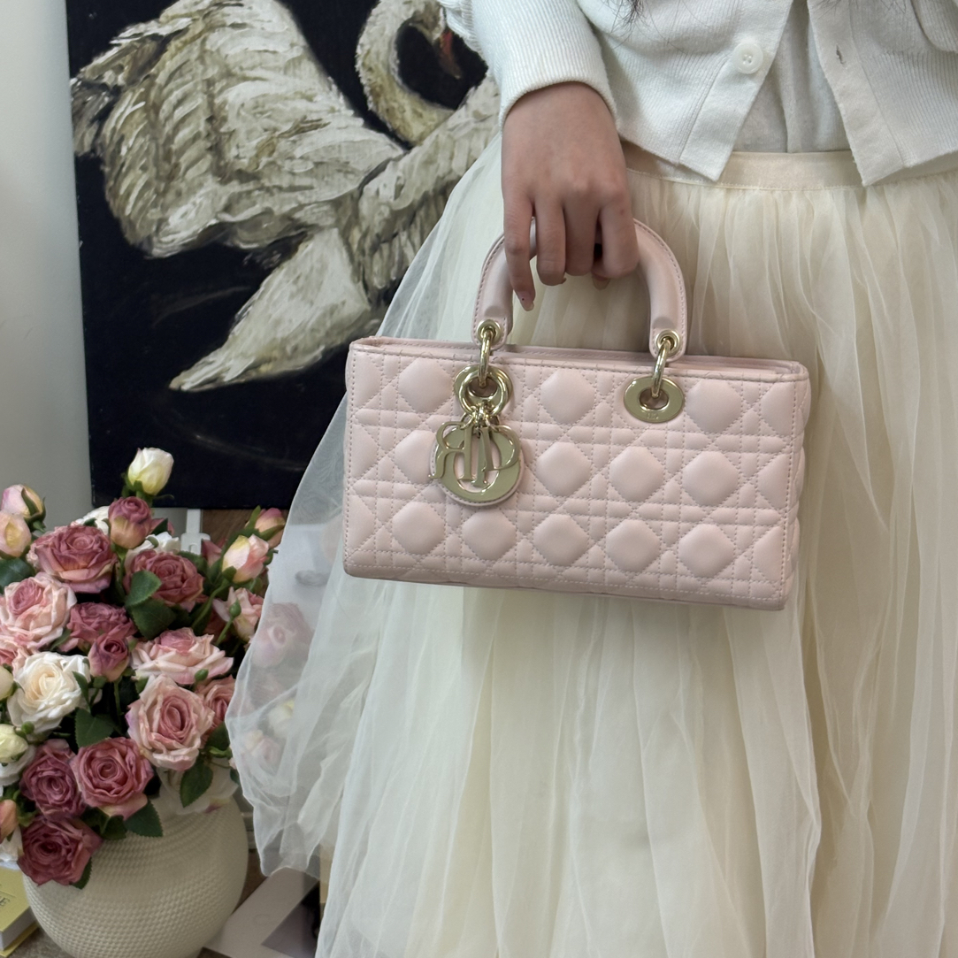 95新 DIOR/迪奥 新款横版菱格绣线轻奢时尚百搭戴妃包手拎斜挎包