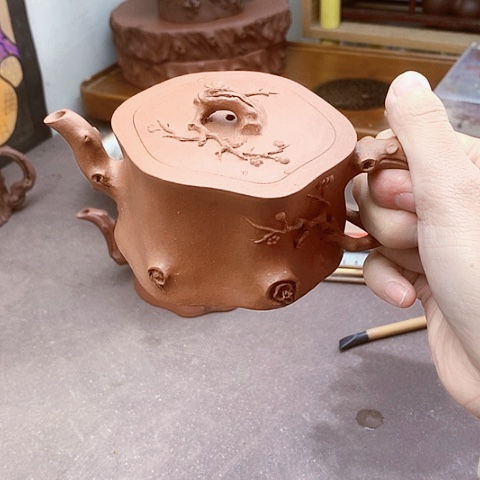茶壶紫砂全手工制作的手工