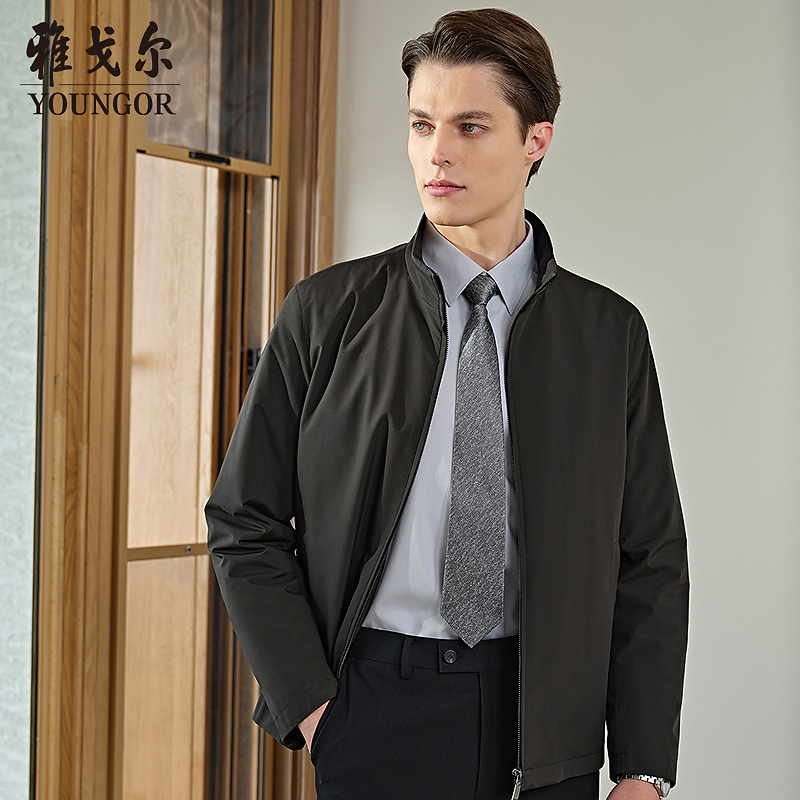 秋冬新品【90%鹅绒+可拆卸内胆】雅戈尔男士短行政商务立领夹克外套