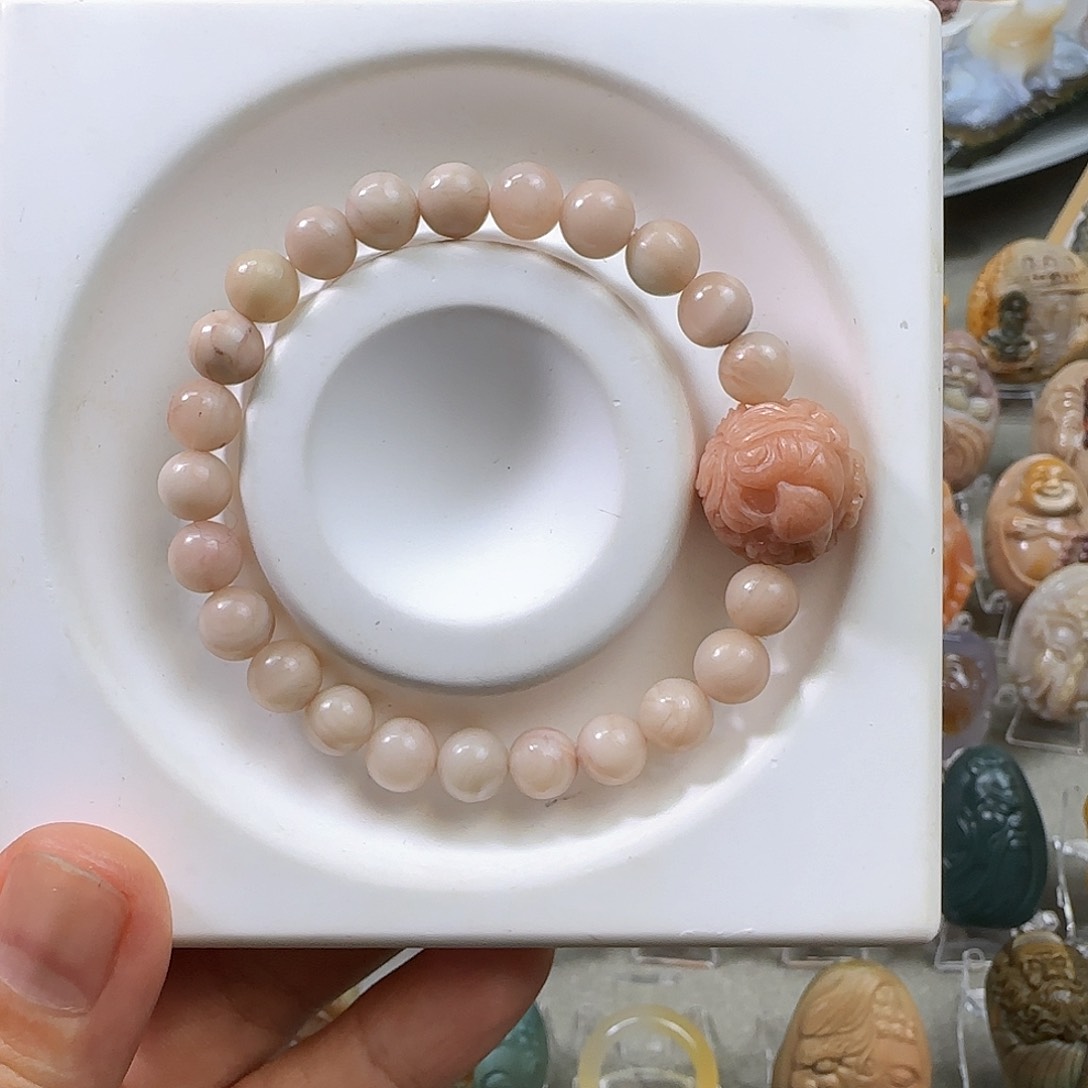 石英质玉手串未镶嵌天然阿拉善彩玉手串