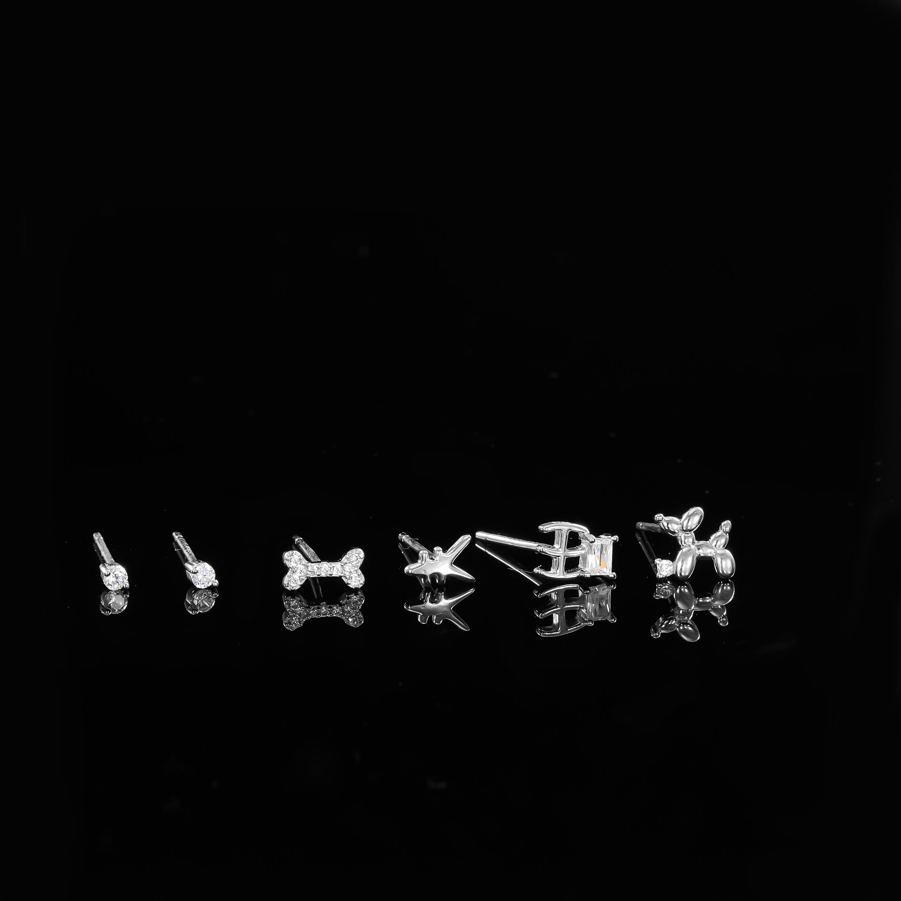 925银耳饰  ——木木（SA999）纯银6支装耳饰KN-3940B