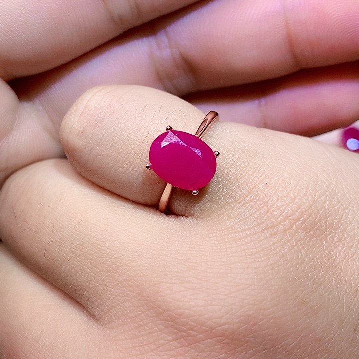 红宝石戒指银S925镶嵌