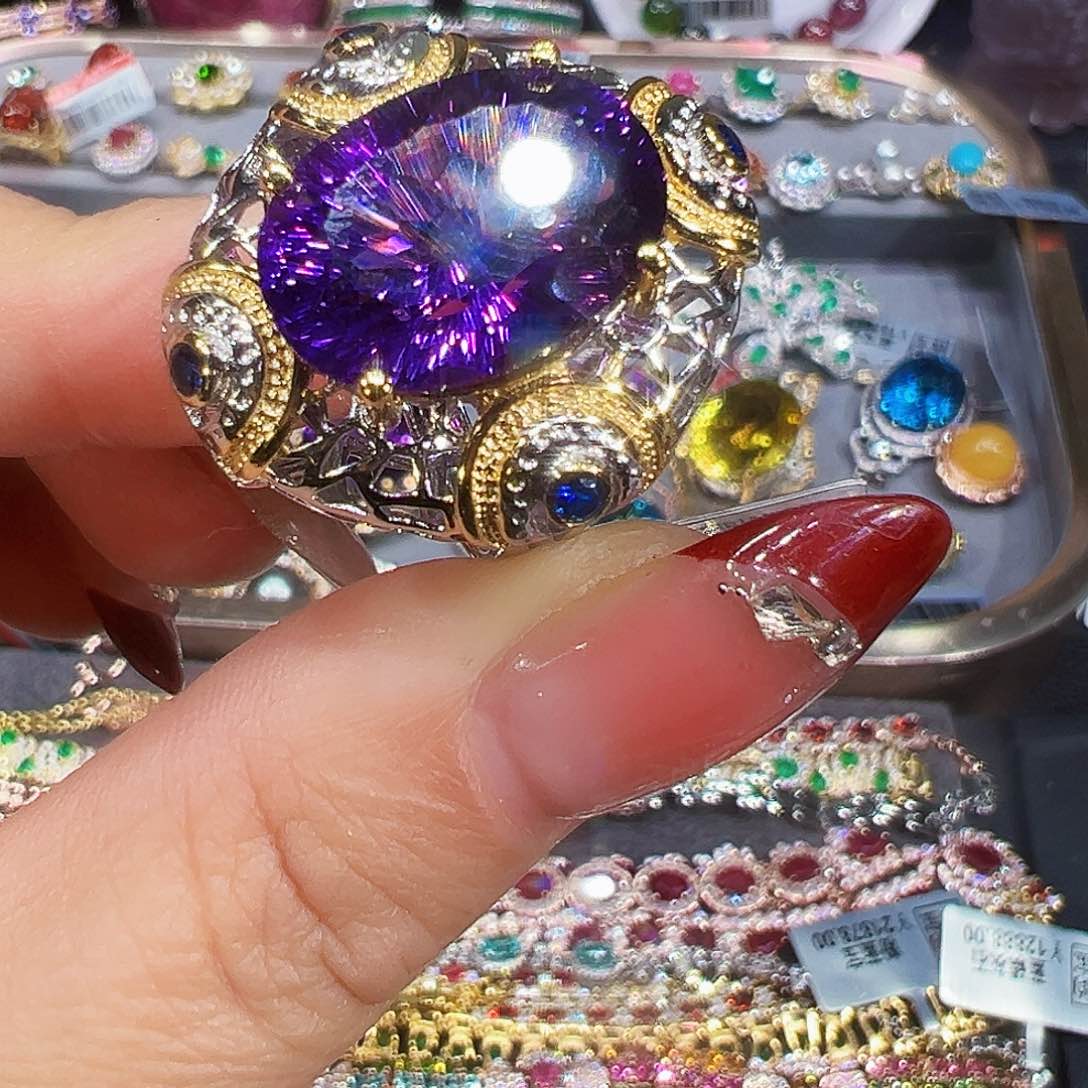银S925镶嵌戒指紫晶