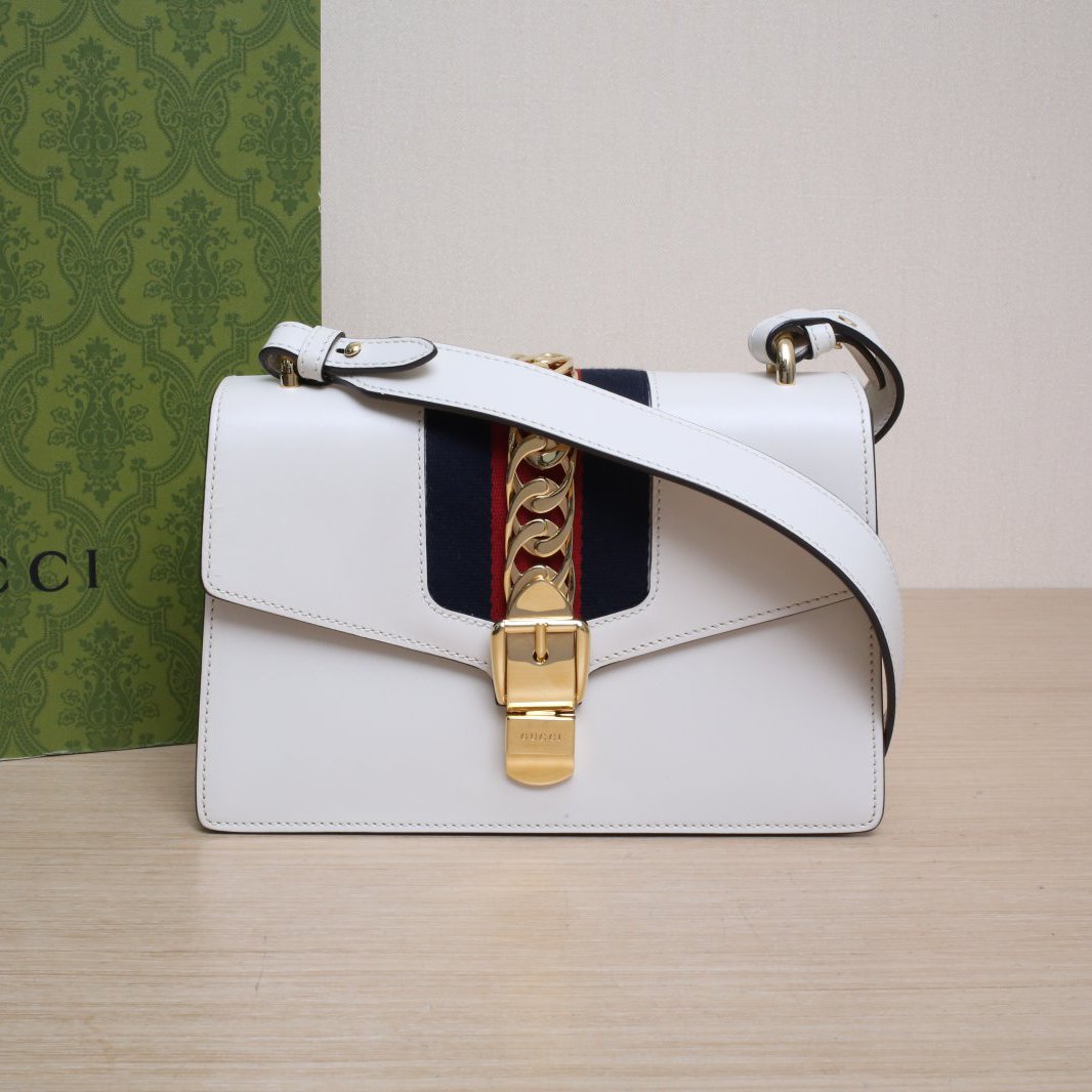 99新 GUCCI/古驰 -100小花攀攀Sylvie 塞尔维亚 丝带包 小号 25.5