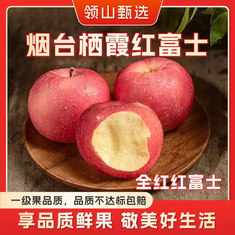 领山甄选【栖霞(全红)红富士苹果】一级果品质鲜果脆甜爽口多汁