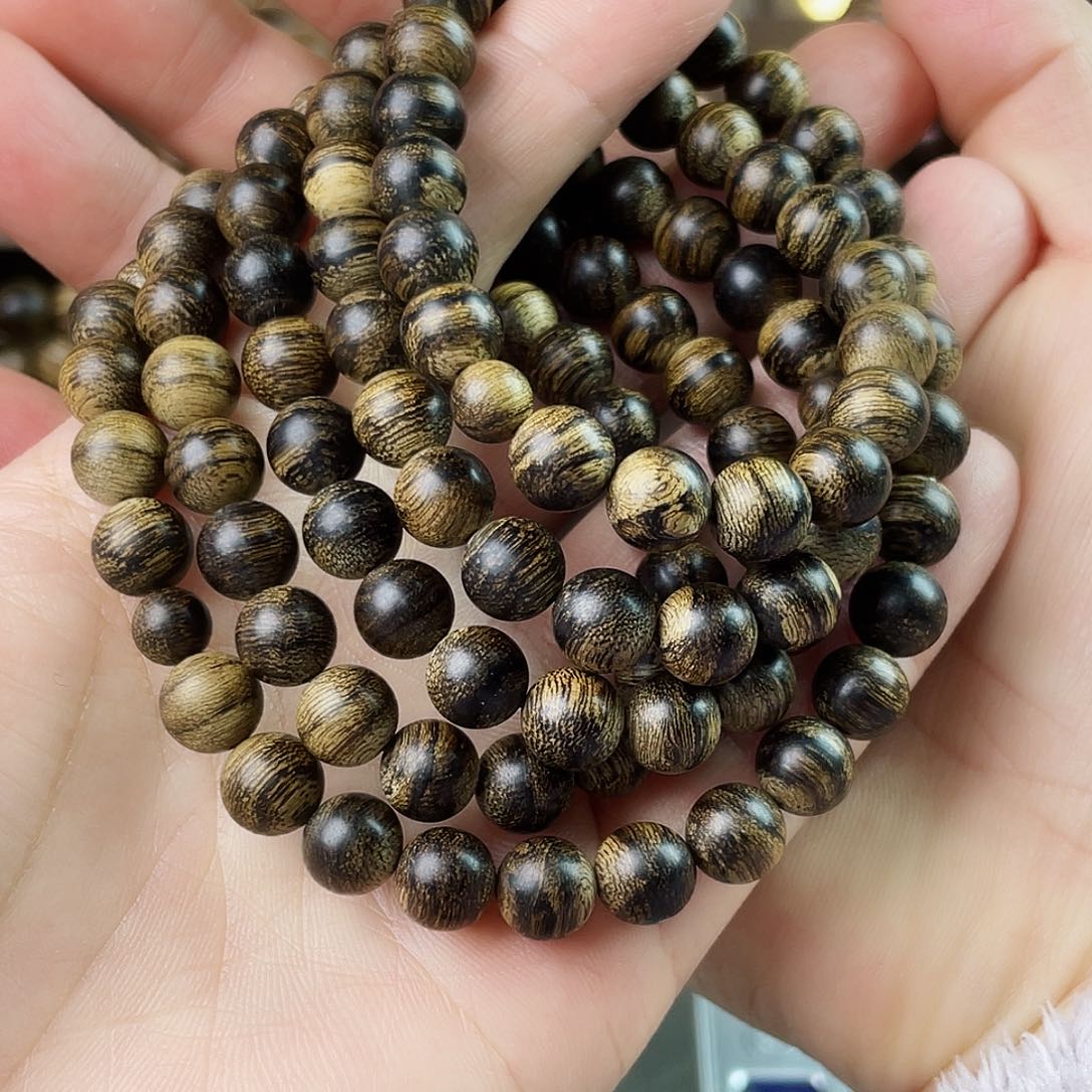 沉香手串婴***袋越南芽庄老白棋玉化老料瘤疤虎皮0.8