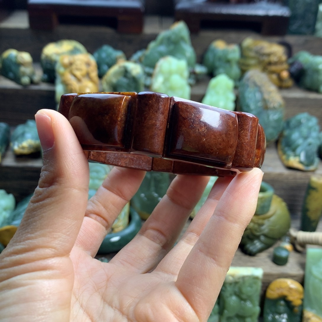 岫岩河磨玉（透闪石质玉）手串未镶嵌上****~