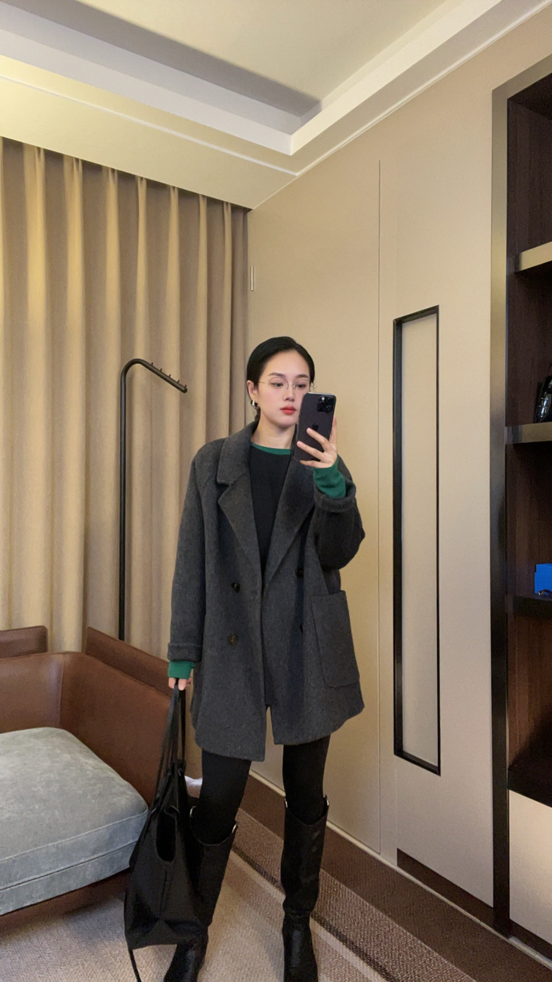 最新韩版羊毛外套中长款W256