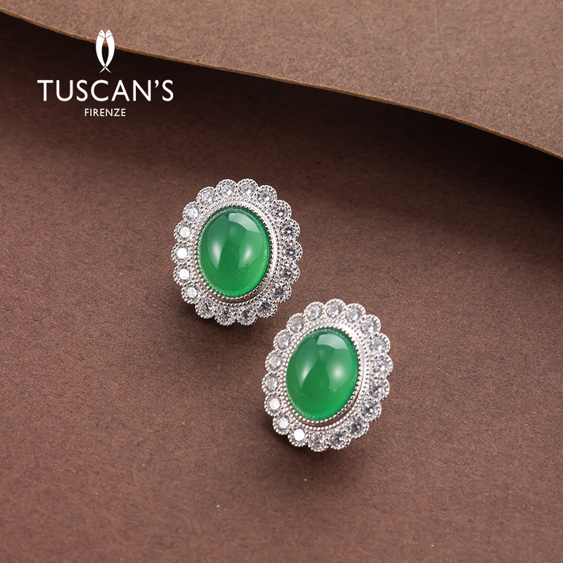 925银耳饰 新款气质女蛋面百搭耳饰耳钉时代双鱼