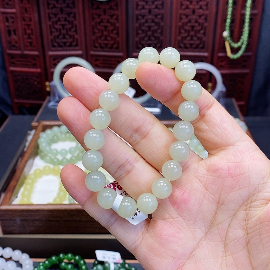 和田玉手串未镶嵌蜂蜜水10
