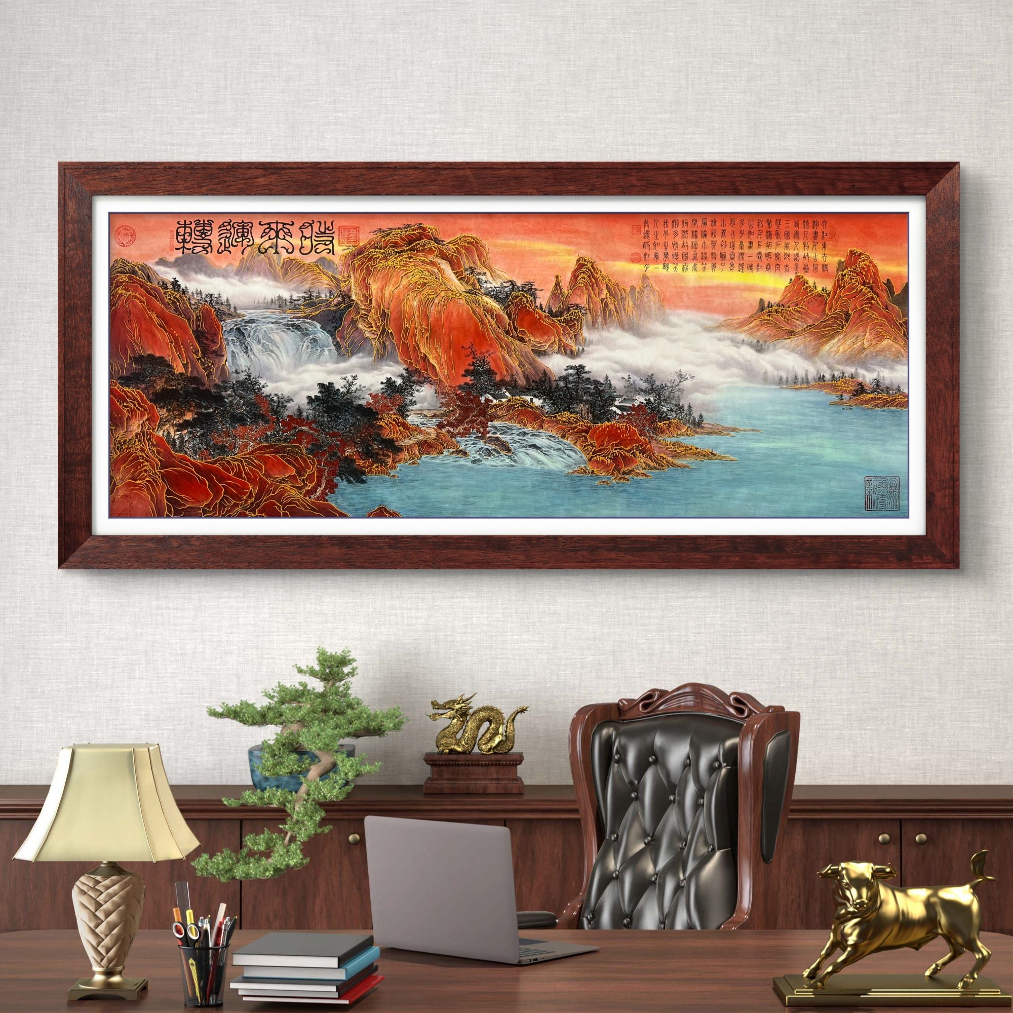 《时来运转》杭州锦丝绫布软装裱