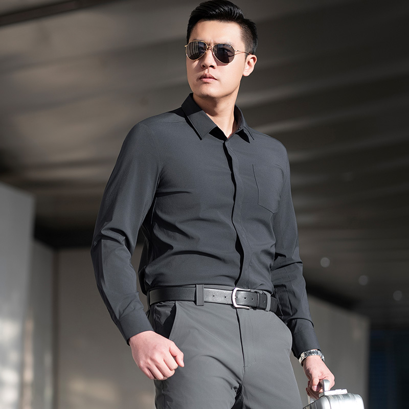 【龙牙】二代暗冰速干长袖衬衫商务休闲上衣百搭透气春秋男装衬衣