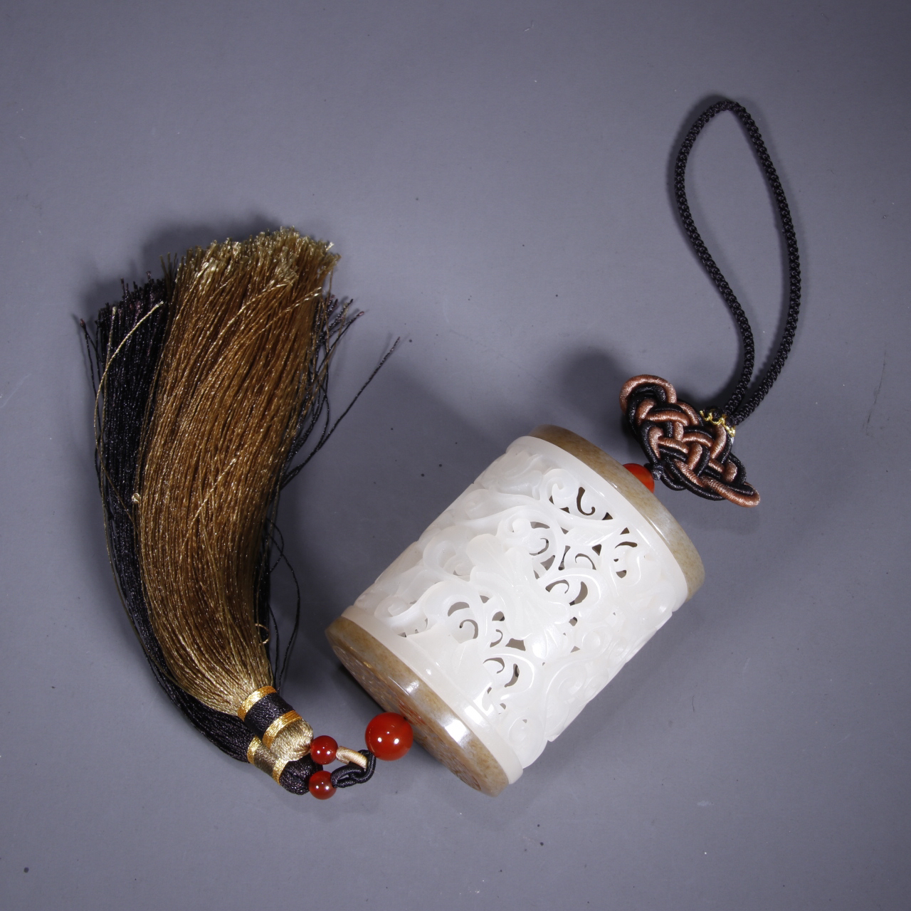 旧藏 镂空连年有余玉配件 听雨轩 Z 36769