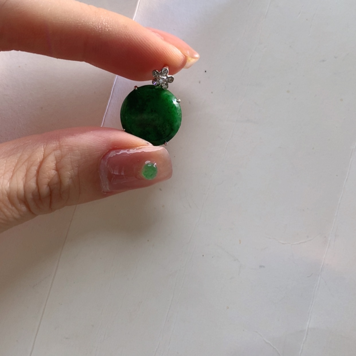 【闪购商品】翡翠吊坠(不含链)18K金镶嵌翡翠吊坠