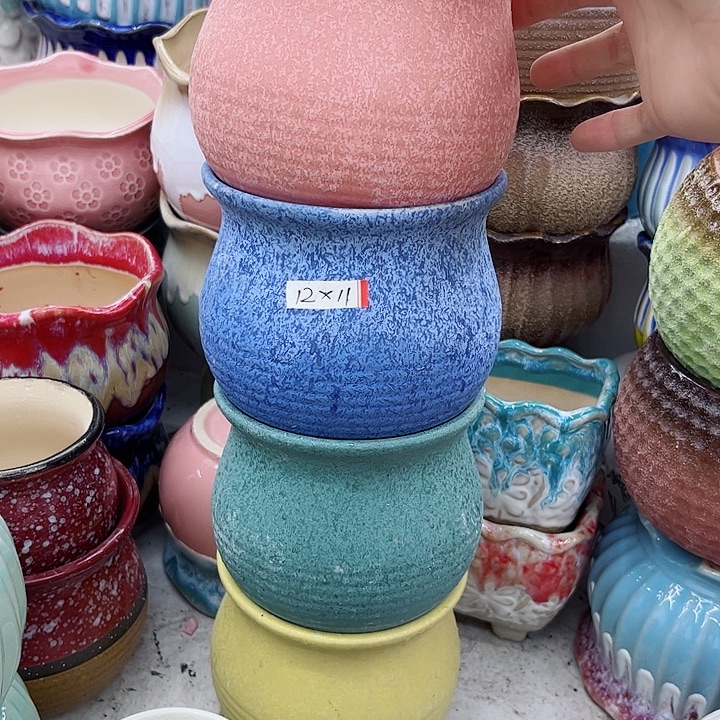 多肉绿植陶瓷花盆9.9包邮，有孔