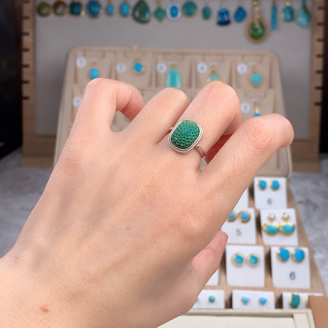 绿松石戒指银S925镶嵌