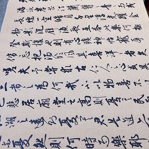 扇子用****8岳阳楼记行书六尺作品