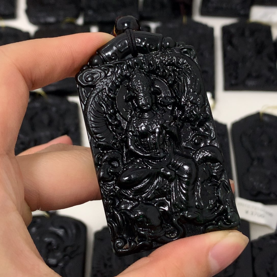 天然缅甸a货钢琴黑挂件