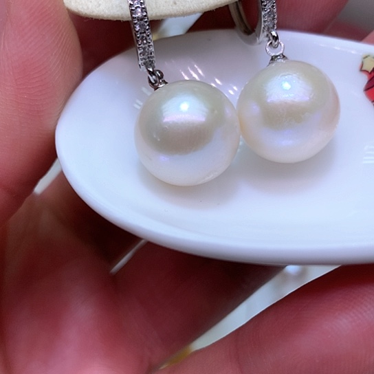 淡水珍珠耳饰银S925镶嵌