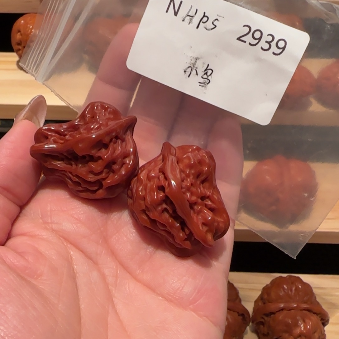 追***单文玩核桃吊坠玉化盘山小鸟28精品