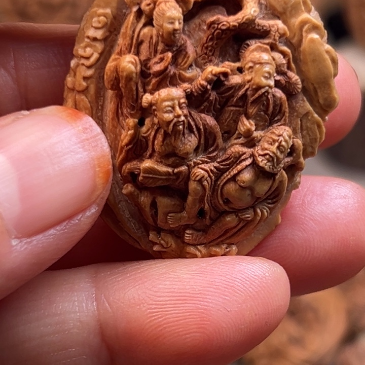 桃核手串8****6桃核雕刻单粒八仙，2.9