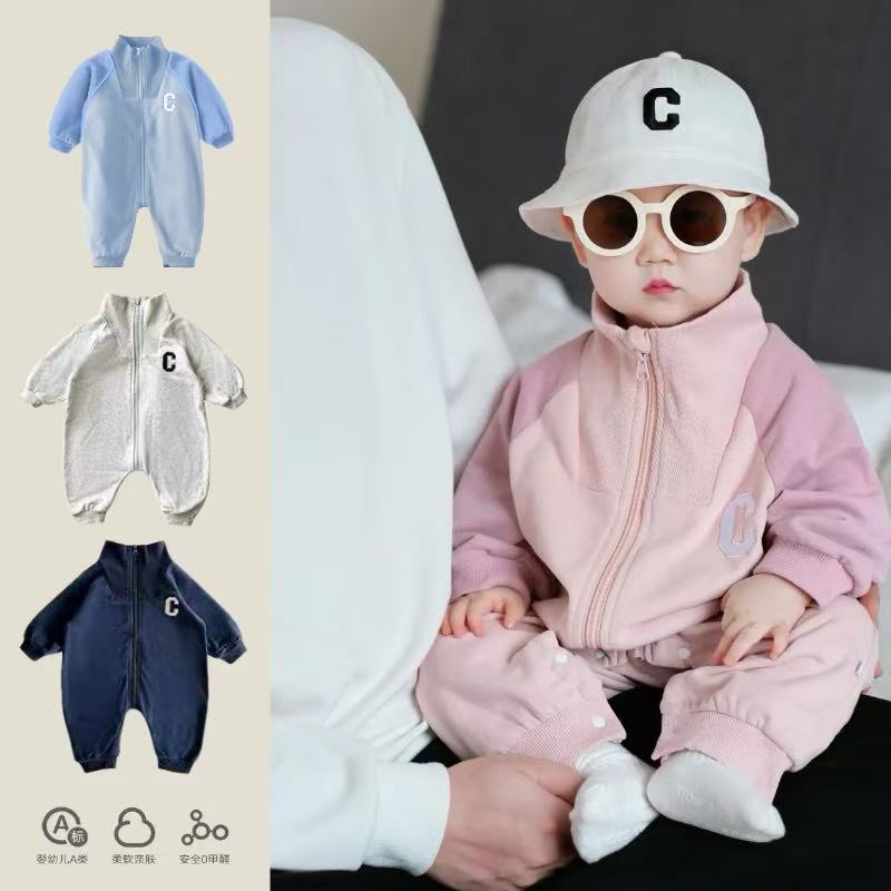 2025婴儿连体衣超萌宝宝秋装衣服韩版婴幼儿卫衣爬服拉链外出服