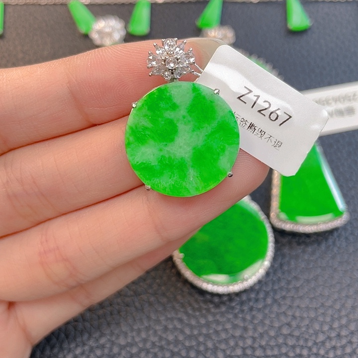 翡翠银S925镶嵌吊坠(不含链)