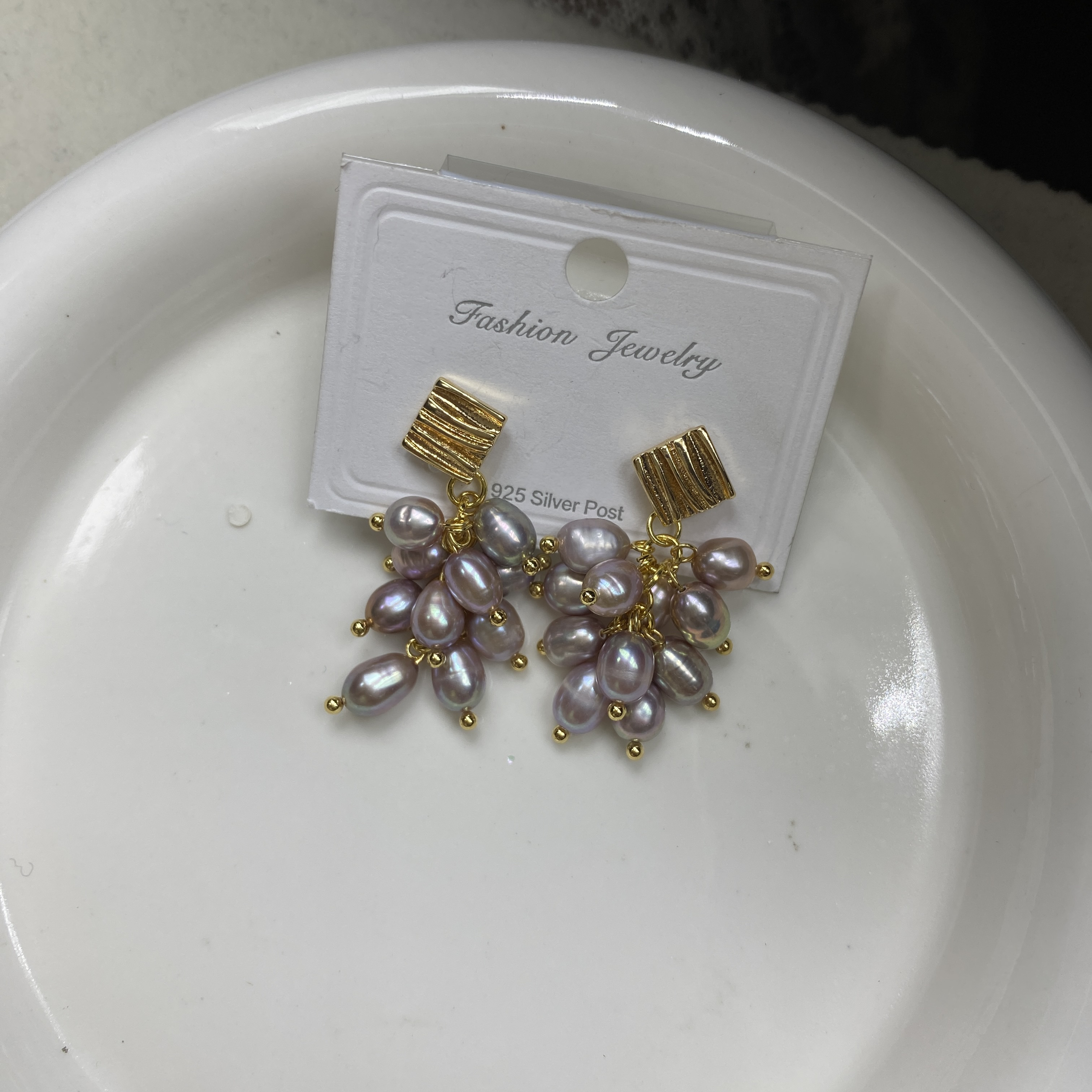 紫色葡萄串珠耳环女复古小众设计气质温柔百搭耳饰