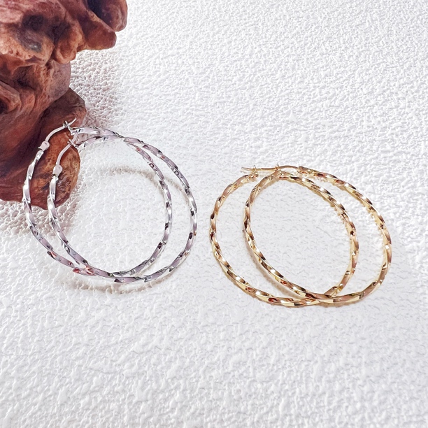 【18K金】莫比乌斯大耳圈40mm网红麻花欧美百搭气质高级大耳环个性