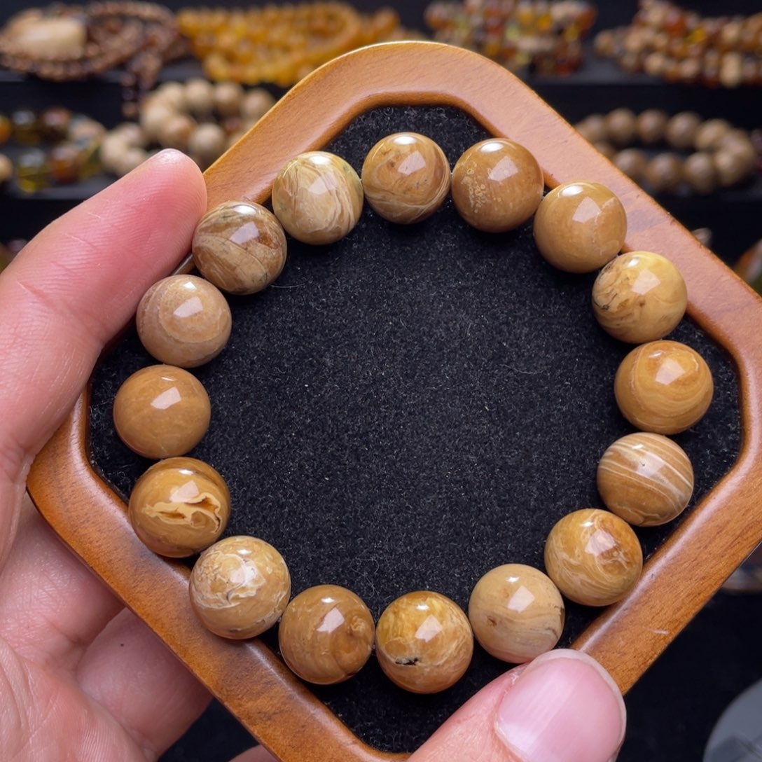 琥珀未镶嵌颈饰13mm根珀白花