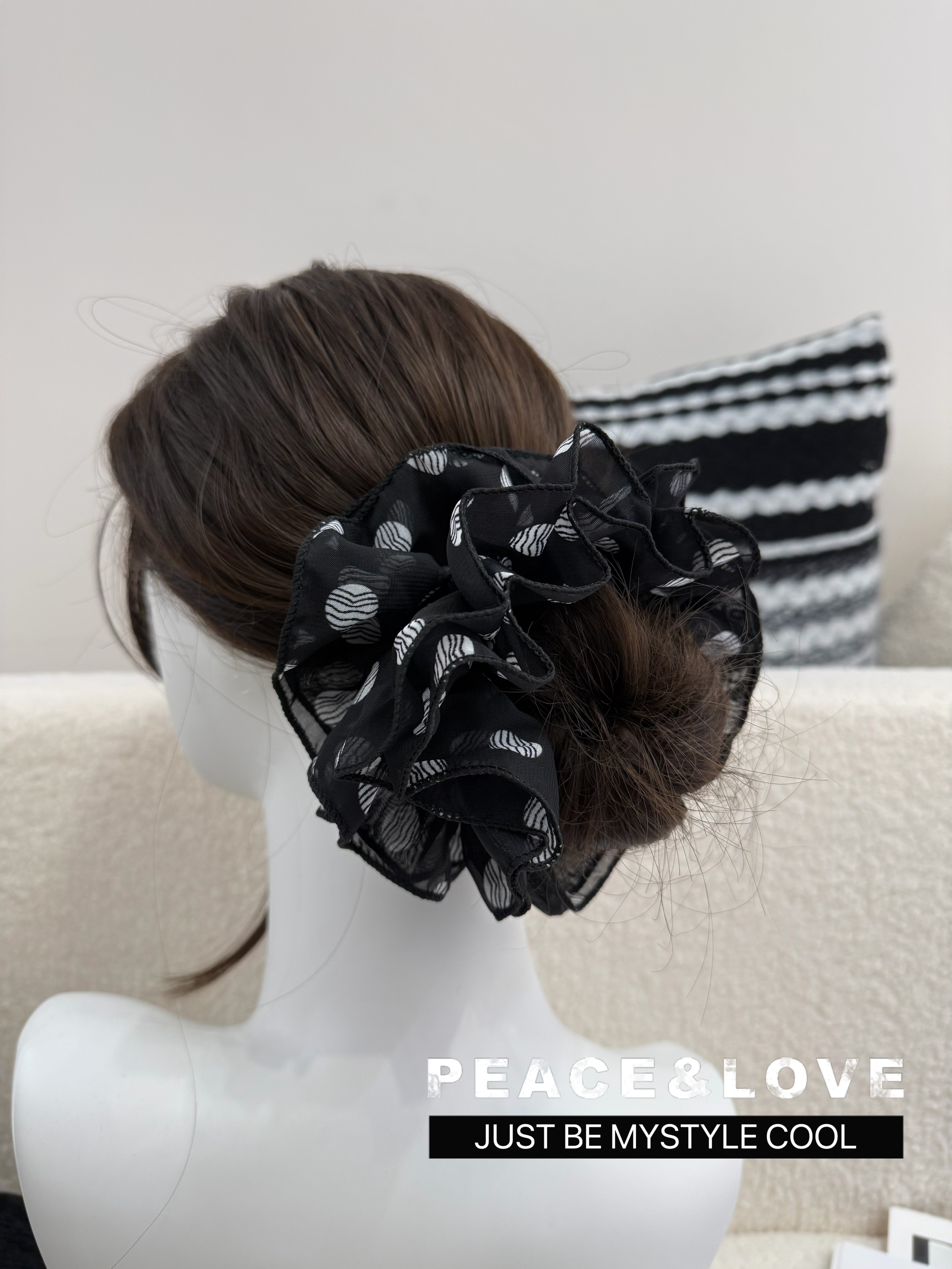 小董 四层黑色波点网纱大肠发圈