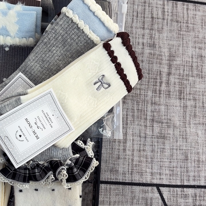 三醋酯纤维韩系百搭时尚棉袜两双