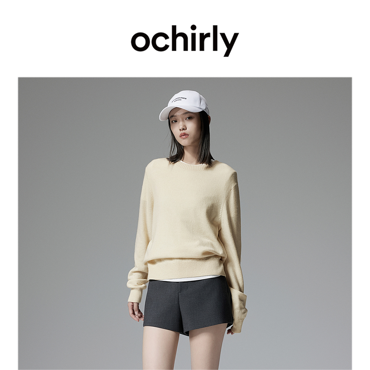 OCHIRLY欧时力 牦牛绒羊毛套头毛衣女针织衫松弛感秋季新