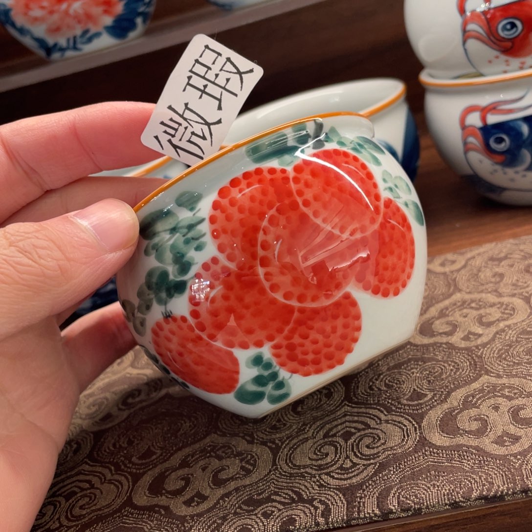 釉下手绘茶具微瑕