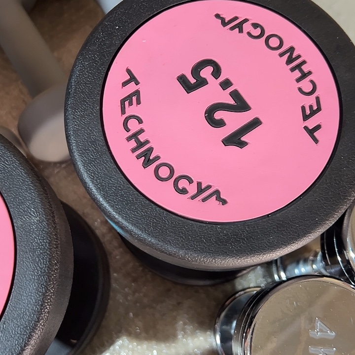 全新纯钢泰诺哑铃12.5公斤一对粉色