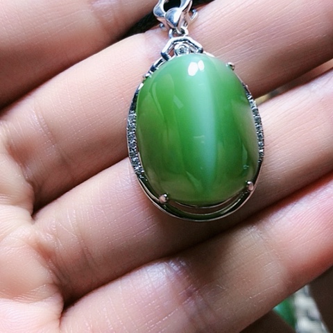 和田玉挂件银S925镶嵌