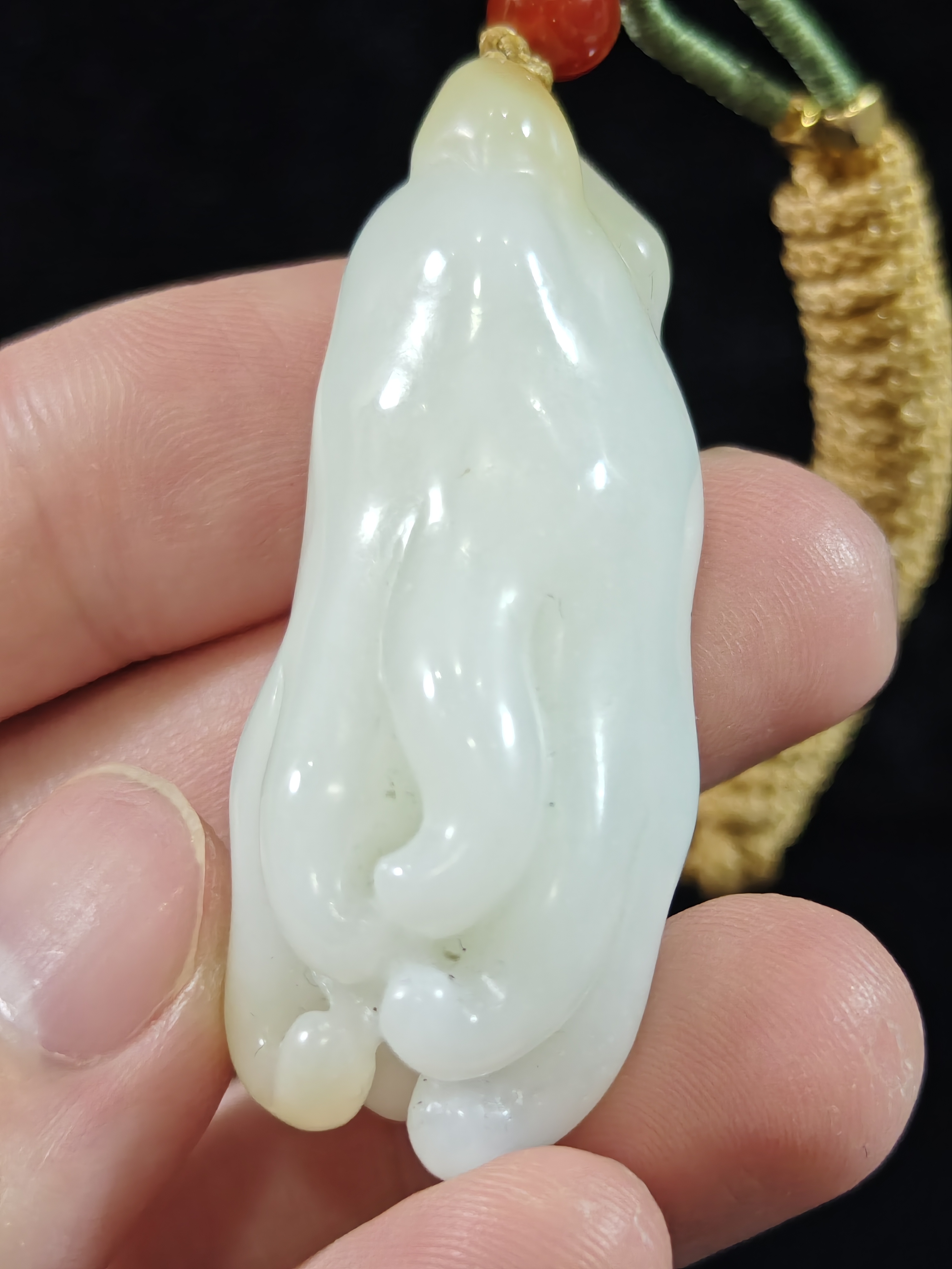 旧藏天然和田玉佛手福寿安康吊坠挂件配饰30克51*18mm