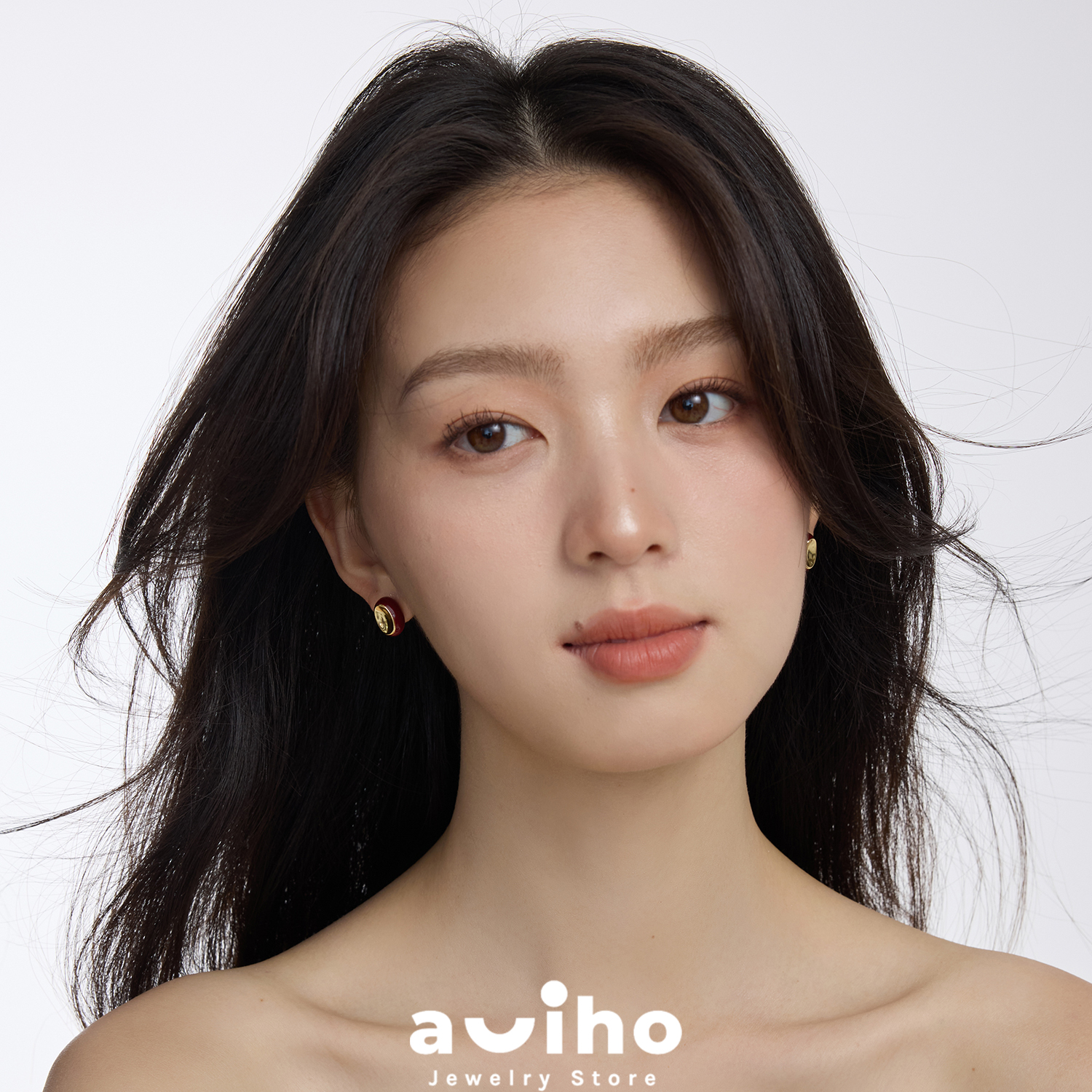 合金耳饰 复古酒红黑金滴油耳环小众设计百搭简约耳饰耳钉高级感