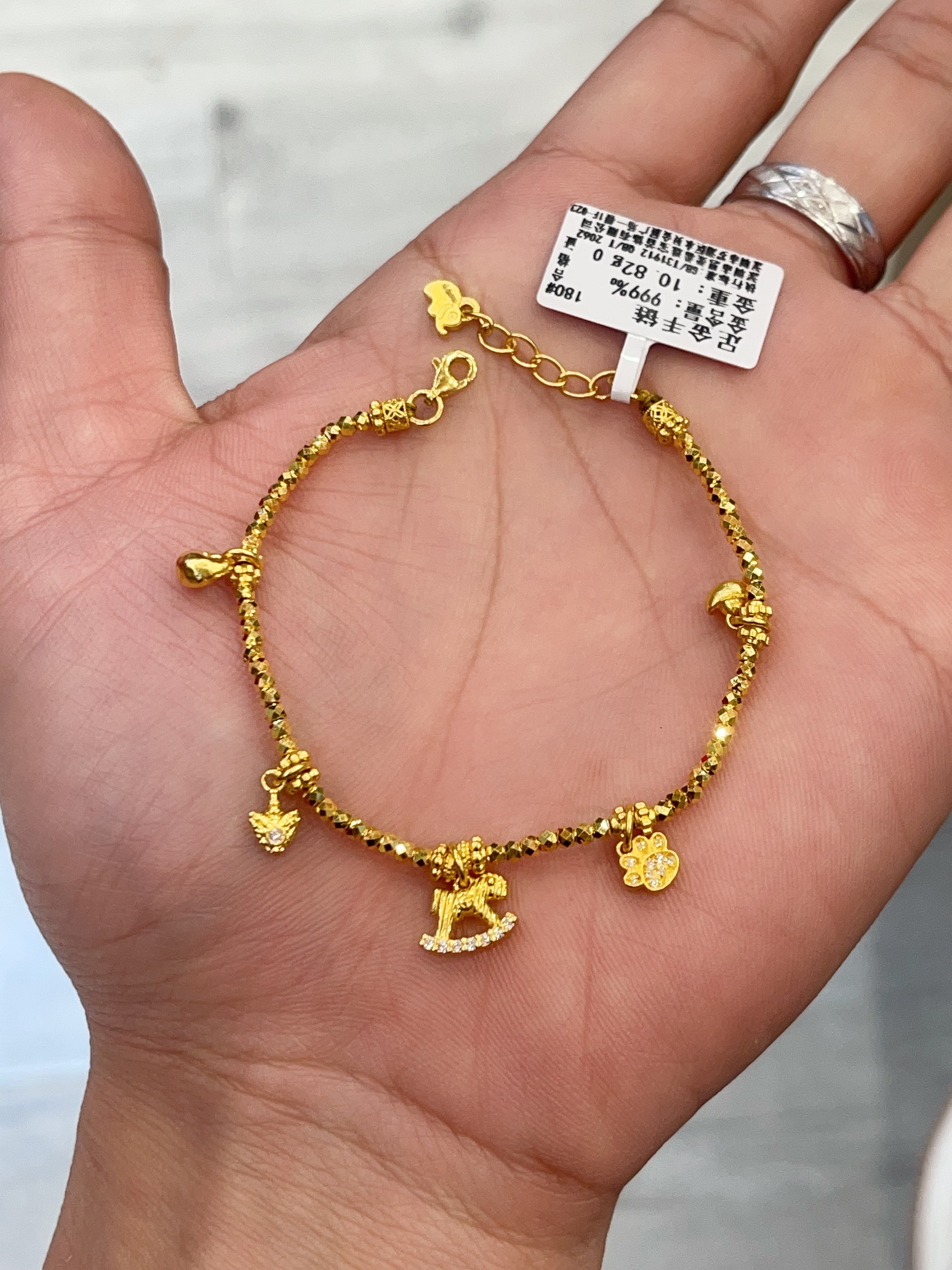 【菠萝珠宝】足金999 珐琅马上有钱 新款手串 金重：10.82克